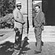 Ben Burns and John Johnson outside Julius Rosenwald's home, 1940s.  Burns was the executive editor of Ebony, the flagship of Johnson Publishing, from 1945-1954.