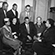 Pictured here is a delegation of UPWA-CIO staff and officers who traveled to Washington, D.C. in 1955 to lobby for the enforcement of Executive Order 10557 which would prohibit government contracting with businesses and corporations with discriminatory employment practices.  Standing left to right: Sam Parks, Director of the UPWA's Anti-Discrimination Committee; Leon Beverly, President of Armour Local 347; and Russell Lasley, International Vice-President of the UPWA.  Seated left to right:  Addie Wyatt, Field Representative; Cathie Drosnan, International Office; Charles A. Hayes, District One Director; Joseph Benzenhoffer, Grievance Committee of Local 347; and a member of the Black press.